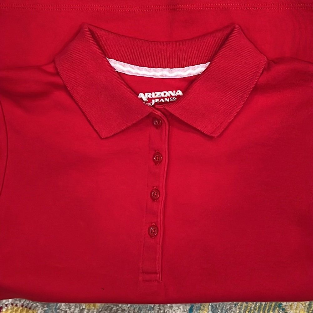 Arizona School Uniform Polo Shirt. Girls Size S 7/8. Red